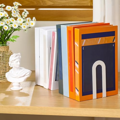 Chunful 12 Pcs White Metal BookEnds Shelves, 5.5 x 3.75 x 2.25 in - color: White, size: 5.5*3.75*2.25inch