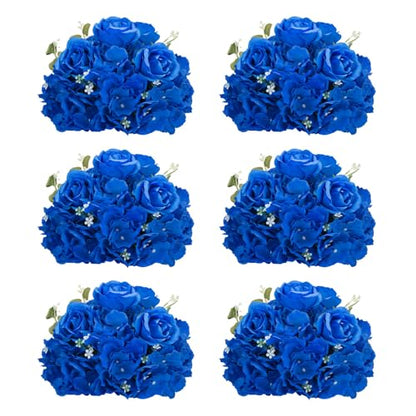 Royal Blue Flowers Balls Centerpieces: 11.8in Diam, Set of 6 - color: Royal Blue, size: 11.8" Diam - 6 PCS