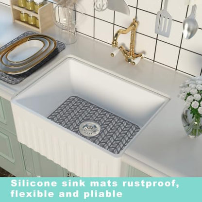AWOKE Silicone Sink Protectors for Kitchen Sink 18.2"x 12.5" Center Drain - size: 18.2' x 12.5 Center Drain