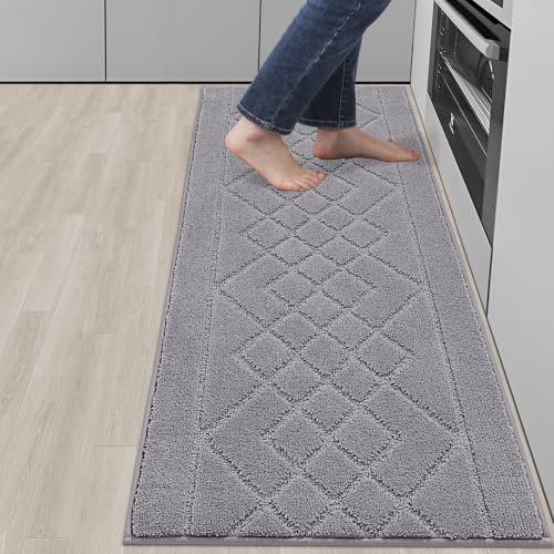 BEQHAUSE Kitchen Runner Rug Non Slip Kitchen Rugs, 20" x 59", Grey - color: Grey, size: 20" X 59"