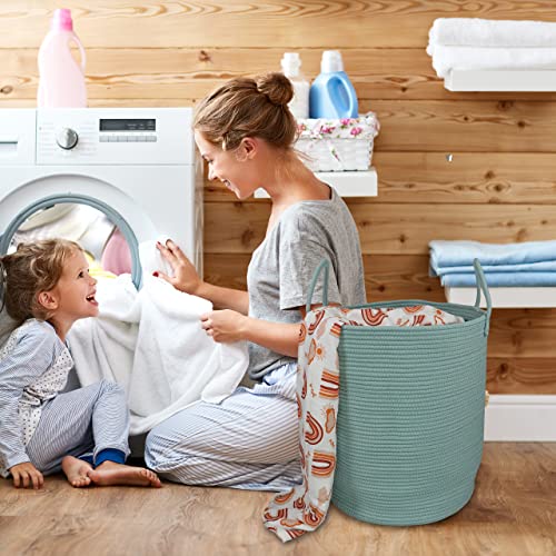 XUANGUO Cotton Rope Laundry Basket Hamper for Clothes Large Light Green - color: light green, size: Regular