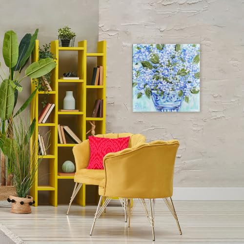 Cool Bouquets Blue Vase Floral, 30 x 30 Inch Canvas Wall Art - color: Blue Vase Hydrangea Bouquet, size: 30"L x 30"W