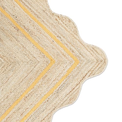 Wave Scalloped Jute Rug Entryway Natural Boho Area Rug Yellow 2'x3' - color: Yellow, size: 2'x3'