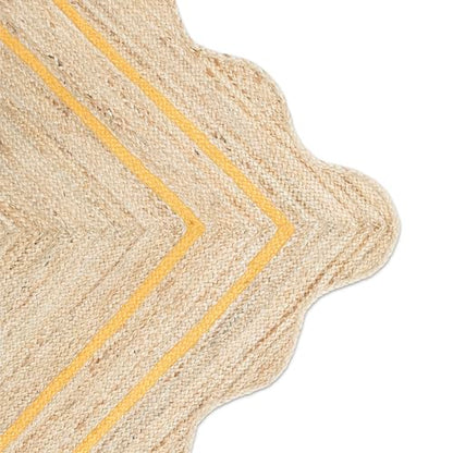 Wave Scalloped Jute Rug Entryway Natural Boho Area Rug Yellow 2'x4' - color: Yellow, size: 2'x4'