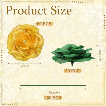 Yunlly 100 Pcs Artificial Flower for Wedding, Green,Gold - color: Green,gold