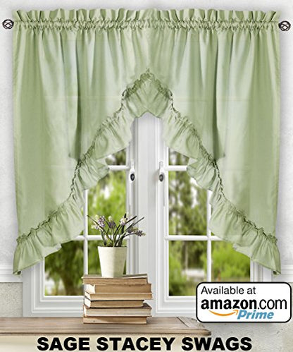 Ellis Curtain Stacey 54-by-13 Inch Ruffled Filler Valance (Sage) - color: Sage
