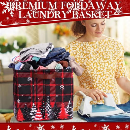 Fourluoo 6 Pack Christmas Storage Basket with Handles Fabric Foldable - color: Christmas, size: 15 L X 9.8 W X 10.2 H