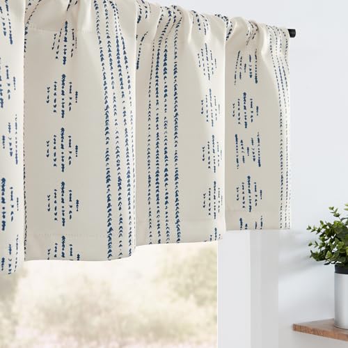 jinchan Striped Window Valance 16 Inch Modern Boho 1 Panel Blue on Beige - color: Boho| Blue on Beige, size: 52"W x 16"L (Pack of 1)