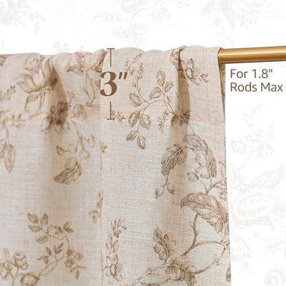 jinchan Floral Linen Kitchen Tier Curtains, 24 Inch, 2 Panels, Taupe - color: Amlie Taupe, size: 26"W x 24"L (Pack of 2)