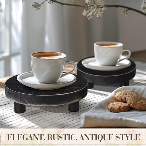 Geetery 4 Pcs Wooden Risers for Display Wood Pedestal Stand, Black - color: Black