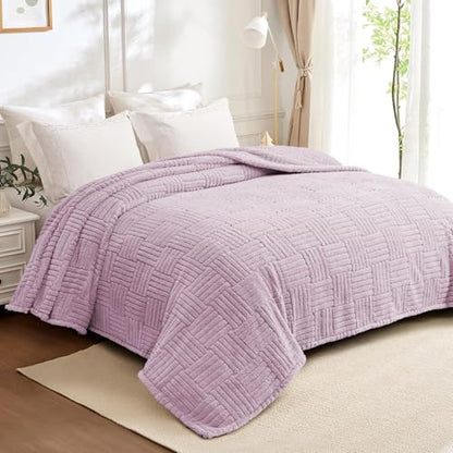 Whale Flotilla Lightweight Fleece Twin Size Blanket for Bed, Lilac - color: Lilac, size: Twin(60x80 Inch)