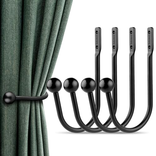 Curtain Holdbacks Tiebacks, 4pcs Curtains Holder Hooks for Home Decor - color: 4pcs-black