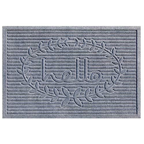 Calloway Mills 103172436 Poly Hello Indoor/Outdoor Mat, 24" x 36", Light Grey - color: Light Grey, size: 2' x 3' (Rectangular)