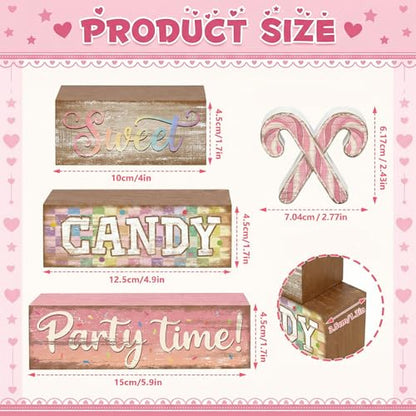Britimes Tiered Tray Decor Set, 4 Pack, Wooden Table Sign, Christmas Candy - color: Candy