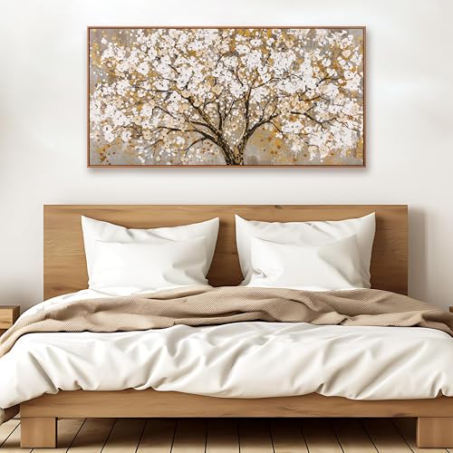 Framed Wall Art Print Gold Tree Of Life Wall Art for Living Room 20" X 40" - color: gold, size: 40"L x 20"W