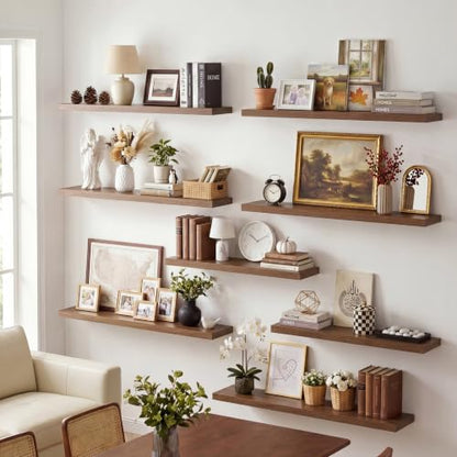 Vivelove 10x10 Inches Floating Shelves Wall Mounted Set of 2, Walnut - color: Walnut, size: 10.2”wx10.2”dx1.5”h