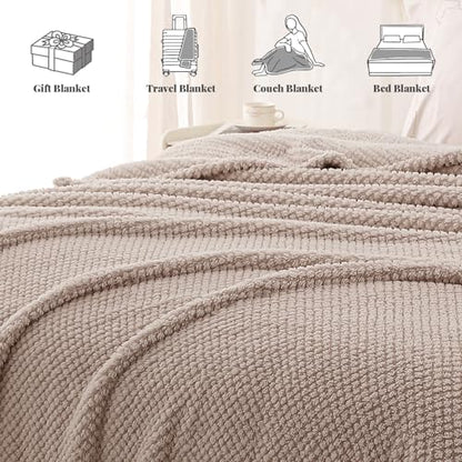 Whale Flotilla Soft Fleece Queen Size Bed Blanket, Camel - color: Camel, size: Queen(90x90 In)