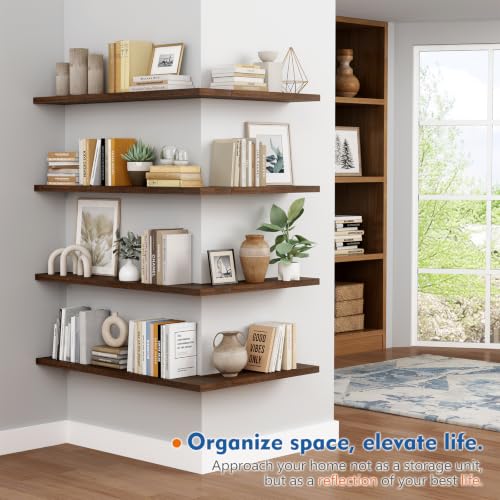 Harwaya 24 Inch Floating Shelves - Bathroom Shelves Wall Mounted - color: Dark Walnut, size: 24 x 8 Inch