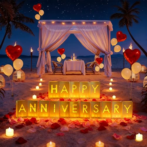 Happy Anniversary Light Up Letters, Anniversary Decor - color: Happy Anniversary