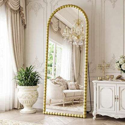 Antique Gold Full Length Mirror 71x28 Inch, Beaded Standing Mirror - color: Antique Gold