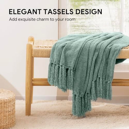 RECYCO Chenille Throw Blanket for Couch, 50"x60", Sage - color: Sage, size: 50'' X 60''