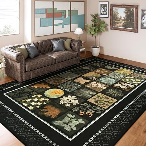 Tepook 8x10 Black Area Rugs for Living Room Bedroom - color: Black, size: 8' x 10' (Rectangular)