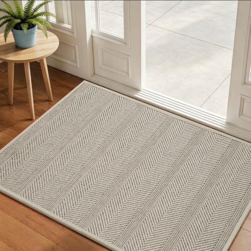 Thin Front Door Mat Indoor Entrance, Non Slip Doormat 24"x35" Beige - color: B Beige, size: 24"x35"