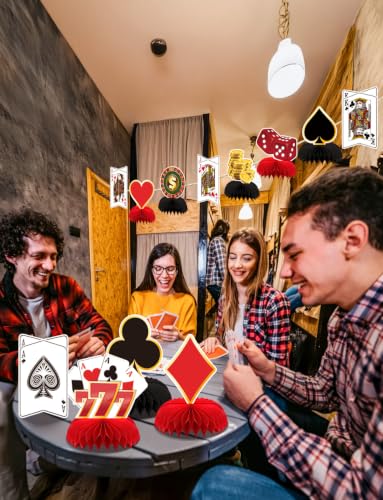 12Pcs Casino Theme Party Decorations, Casino Centerpieces for Table - style: Casino