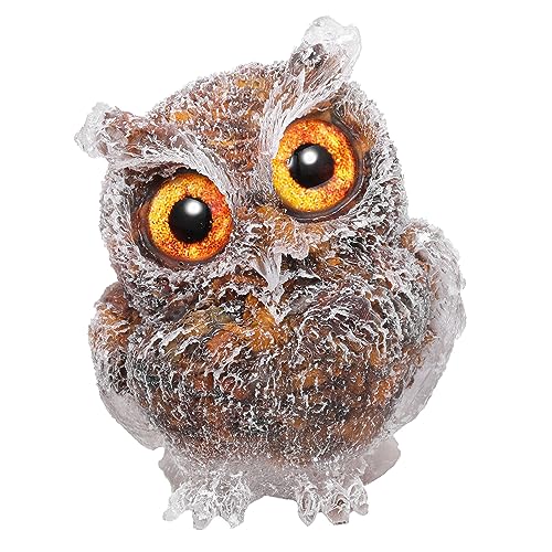 Jovivi 2.5" Tiger Eye Crystal Owl Statue Hand Carved Resin Figurines - color: Tiger Eye