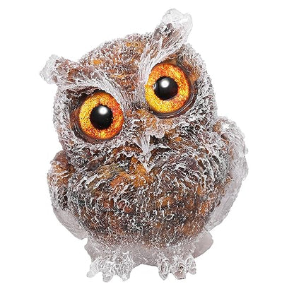 Jovivi 2.5" Tiger Eye Crystal Owl Statue Hand Carved Resin Figurines - color: Tiger Eye
