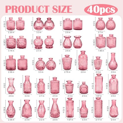 Glass Bud Vases in Bulk Small Mini Dark Purple Vase for Flowers 17pc - color: Dark Purple