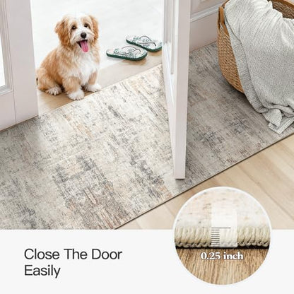 Lofus 2'6"x10' Area Rugs for Hallways, Abstract Washable Non-Slip Runner Rug, Gold - color: Grey/Gold, size: 2'6" x 10' (Rectangular)