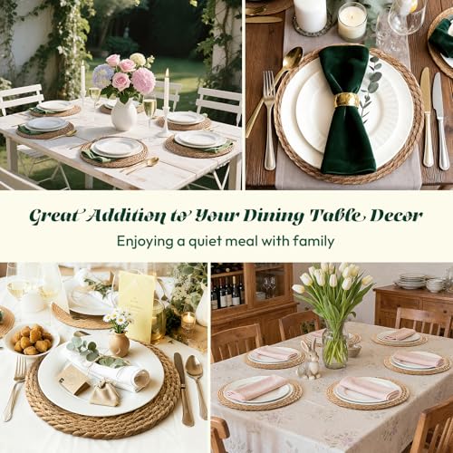 13" Round Woven Placemats Set of 12, Plate Chargers for Dining Table - size: 13 Inch Set of 12