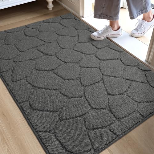 DEXI Front Door Mat Indoor Entrance, 3x5 Entryway Doormat, Pebble Grey - color: Pebble Grey, size: 36" X 60" (Rectangular)