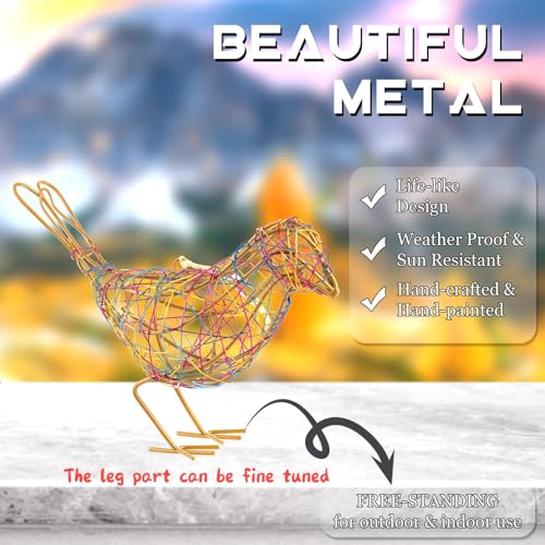 Modern Bird Statue Table Decor - Handmade Metal Bird Sculptures - color: Colorful