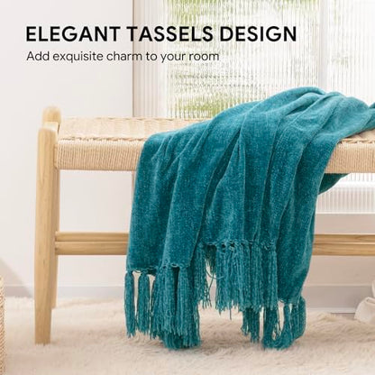 RECYCO Chenille Throw Blanket for Couch, 60"x80", Teal - color: Teal, size: 60'' X 80''