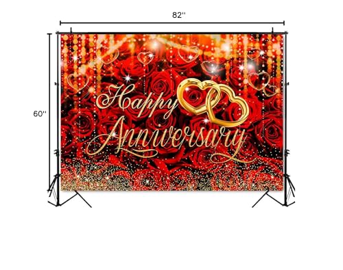 Mocsicka Happy Anniversary 배경, 레드, 2.1x1.5m(7x5피트) - color: 레드, size: M-(82x60 inch)