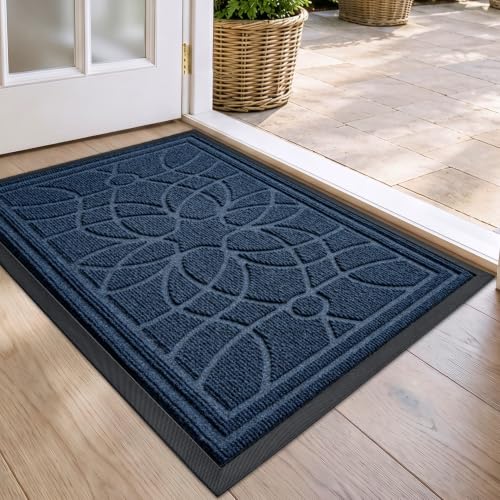 DEXI Front Door Mat Outside Entrance 17x30, Heavy Duty Non Slip, Blue - color: Blue, size: 17" X 30" (Rectangular)