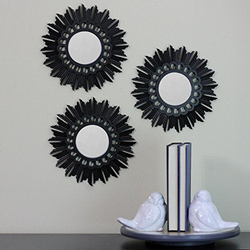 Northlight Set of 3 Floral Sunburst Brushed Bronze Round Wall Mirrors 9.5"