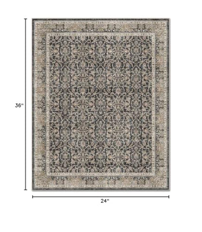 Washable 2x3 Entryway Rug, Non-Slip Door Mat, Charcoal/Taupe - color: Charcoal/Taupe, size: 2' x 3' (Rectangular)