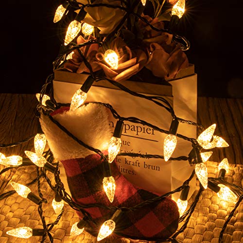 AWQ 200LED 66FT C6 Christmas String Lights Plug in Fairy Twinkle Multicolor - color: Warm White