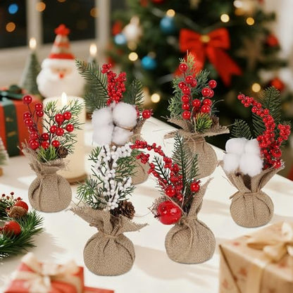 winemana 6 Pcs Mini Christmas Tree Table Decorations Office Holiday Decor - size: 8in