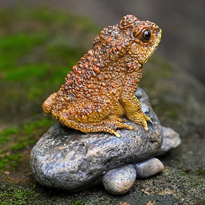 Lifelike Resin Toad Figurine - Hand-Sized 3.5"x2.2"x2.8" Frog Garden Decor, Weatherproof Outdoor Statue for Patio & Yard