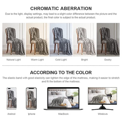 BOURINA Knitted Throw Blanket Boho Chenille Outdoor Blanket,Grey 50x60Inch - color: A-grey, size: 50"×60"