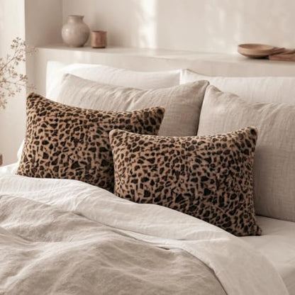 Cheetah Pillow Covers 20x26, Faux Fur Leopard Print Pillow Cases Set of 2 - size: 26" x 20" (Pack of 2)