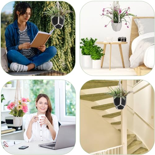 2 Pack Handmade Macrame Plant Hangers, Hanging Planters Baskets