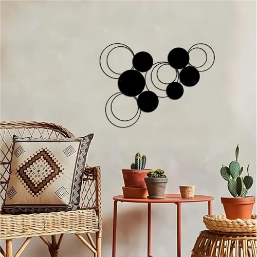 DUOOLN Black Abstract Metal Wall Decor, Geometrical Single Line Hanging Art - color: Black - Circle