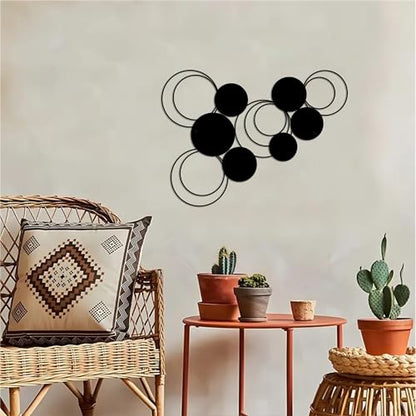 DUOOLN Black Abstract Metal Wall Decor, Geometrical Single Line Hanging Art - color: Black - Circle