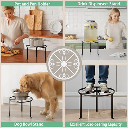 5-Pack Metal Plant Stand Outdoor, Heavy Duty Round Pot Holder Rack for Patio & Garden - color: S-White