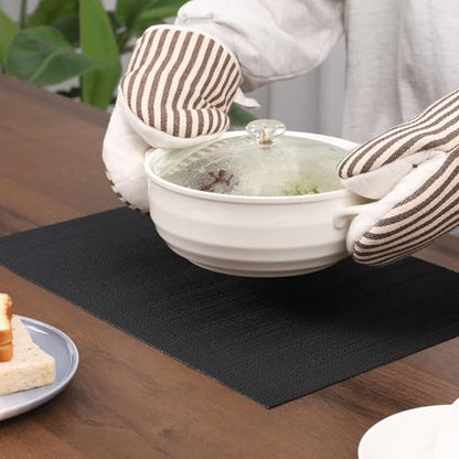 Myir JUN Black Placemats Set of 4 Kitchen and Dining Table Placemats - color: Black, size: Set of 4